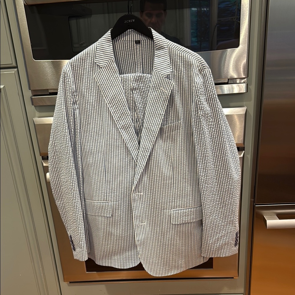 J. Crew Ludlow Blue Seersucker suit NWOT